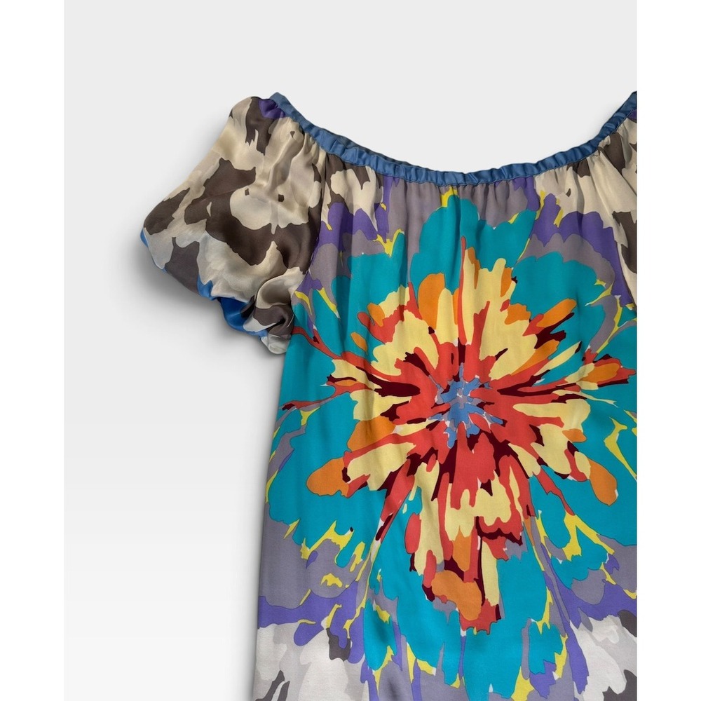 Vintage Missoni Silk Floral Dress IT38 XS Puff Sleeve Multicolor Made in Italy - Picture 10 of 15